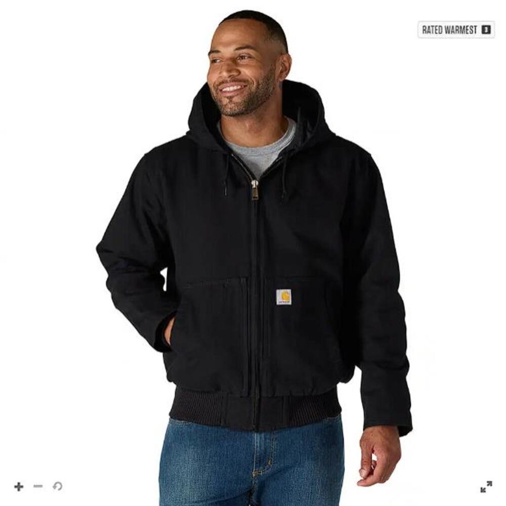 CARHARTT Men's Washed Duck Active Jacket Size XL Tall In Black